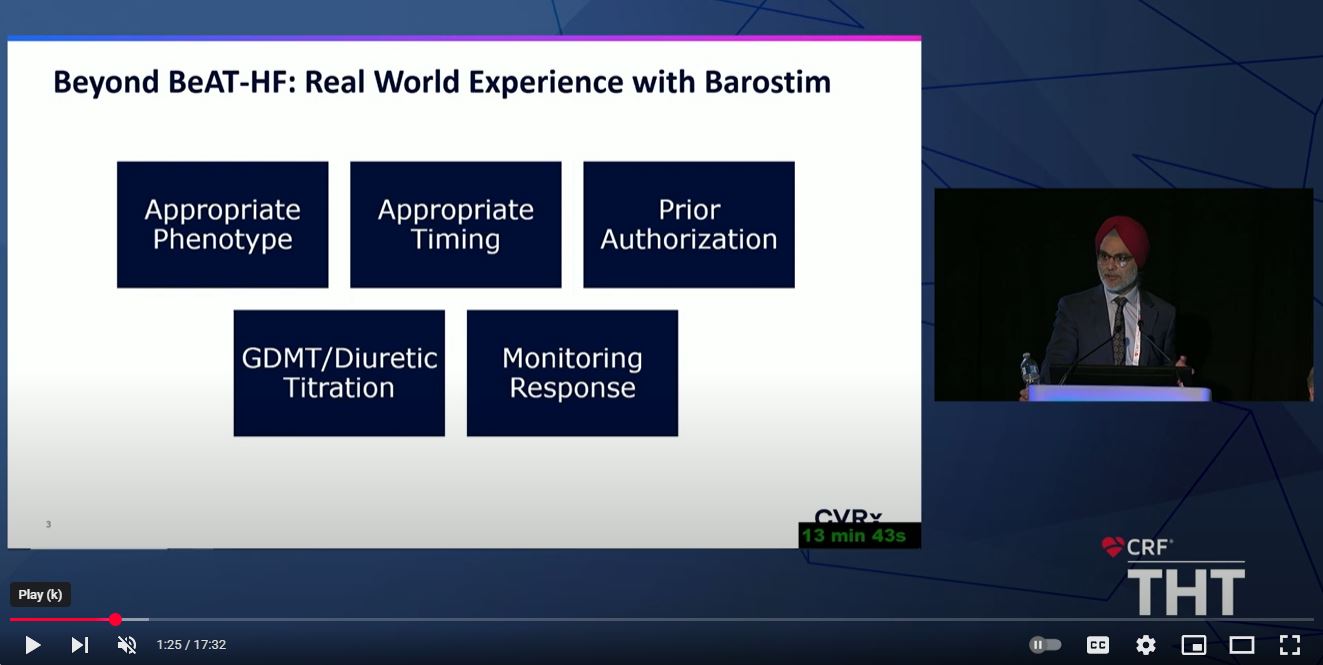 Beyond BeAT-HF: Real World Experience with Barostim by Dr. Gurusher Panjrath (THT 2024)